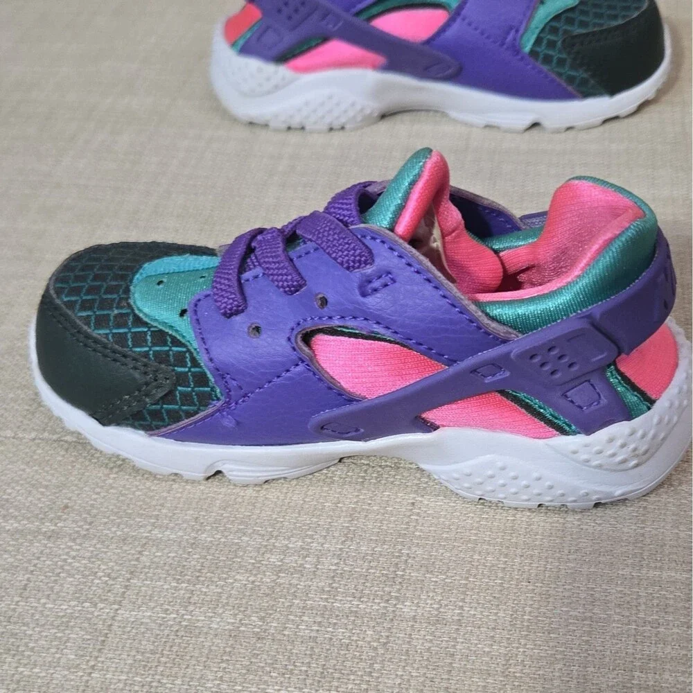 Nike Huarache Run Unisex Kids Purple/Teal/Pink Sneakers US 7C EU 23.5